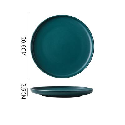 China Large 8 Inch Viable Viable Colored Matte Dishes Plates Ceramic Dinner Dishes for sale