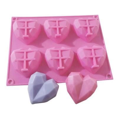 China Viable 3D Diamond Heart Shaped Dessert Molds Silicon Mousse Cake Mold for sale