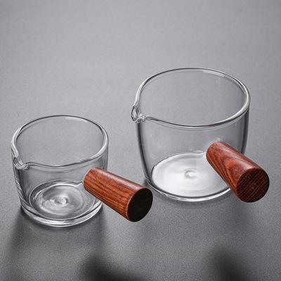 China Stocked Household Small Cheap Glass Tea Cups Hot Sale Wooden Handle Coffee Mug for sale