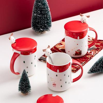 China China Factory New Cheap Christmas Custom Gift Stocked Ceramic Mug With Lid for sale