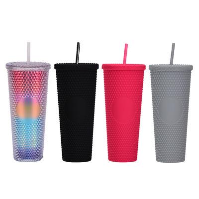 China New double layer 710ml single wall custom durian personalized plastic cups with straws for sale