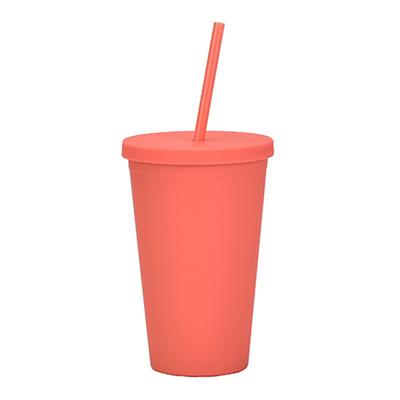 China Single Wall Customs No Min Dull Plastic 16oz Cups Drinking Tumbler Cups With Lid And Straw for sale