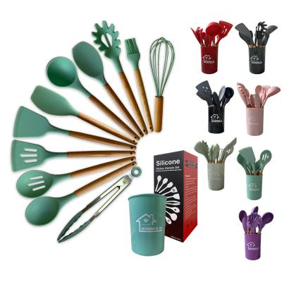 China Sustainable Custom Silicone 11pcs Kitchenware Nonstick Cooking Untensils Set for sale