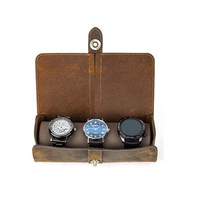 China Vintage Vintage Storage Box Creative Round Buckle Leather Watch Box for sale