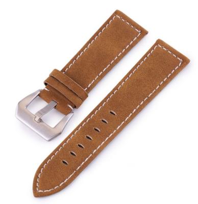 China Thick Line Handmade High-grade Matte Cow Leather Leisure Watch Band for sale