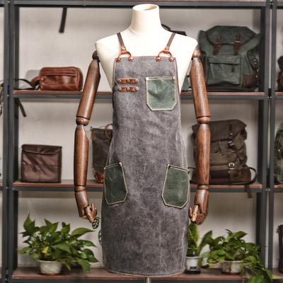 China Drink / Food Latter Apron Cafe Restaurant Retro Craftsman Overalls High End Canvas Apron for sale