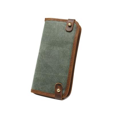 China Waterproof In Waterproof Fashion Men's Retro Long Latch Wallet Canvas Wallet Purse for sale