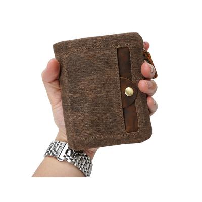 China Waterproof In Stock Wallet Handmade Waterproof Clutch Bag Men's Casual Canvas Shorts Wallet Purse Retro for sale