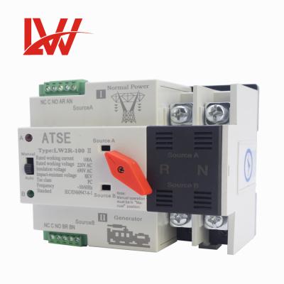 China Manual Transfer Switch Din Rail 4P ATS Power Switch Transfer Switch 110V 220V Coil Type Max 100A LW2R PC Switch for sale