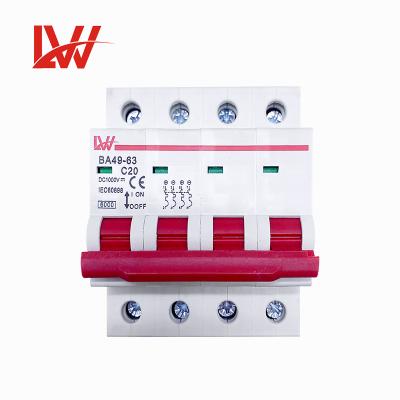 China DC Renewable Energy Solar Circuit Breaker MCB 4p 20A 32A 63A 1000V 6A-63A Circuit Breaker for sale