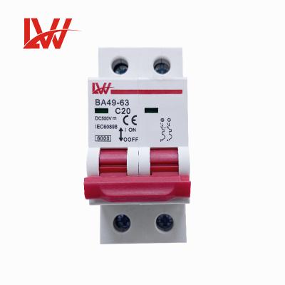 China DC MCB 4p 20A 1000V 6A-63A Renewable Energy Solar Circuit Breaker 2p DC Circuit Breaker for sale