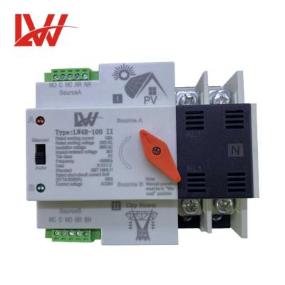 China Transfer Switch LW2R Din Rail 4P 100A ATSE Dual Power Automatic Transfer Switch For Solar PV System for sale