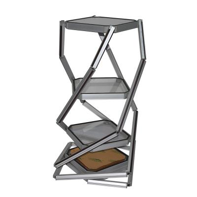 China Quickly Retractable Trade Show 4 Layers Round Twist Folding Tower Showcase For Shop Exhibit Display Showcase for sale