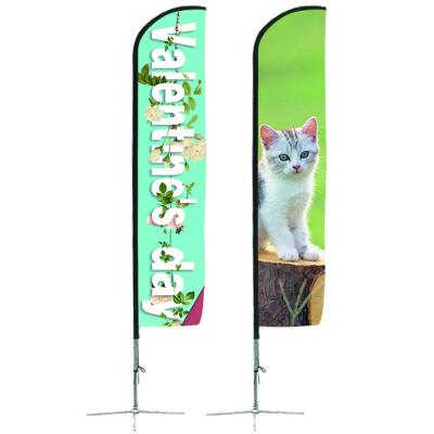 China Wind-resistant Flying Banner Outdoor Event Advertising Double Side Printing Aluminum Fiberglass Flagpole Rectangle Teardrop Feather Beach Flag for sale