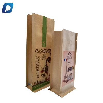 China Custom Colored Biodegradable Flat Bottom Eco-Friendly Limited Coffee Kraft Paper Packaging Logo Biodegradable Food Bags for sale