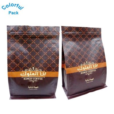 China Custom Printing Aluminum Foil Coffee Bag Plastic Ziplock Block Moisture Proof/Square Flat Bottom Bag Bottom Bag for sale