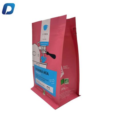 China 250g 500g Packaging Paper Flat Bottom Bag Flat Bottom Moisture Proof Coffee Bag With Valve for sale