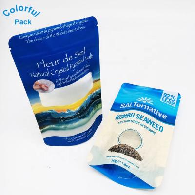 China Moisture Proof Stand Pouches Custom Printed Resealable Mylar Zipper Packaging Bag For Salt for sale