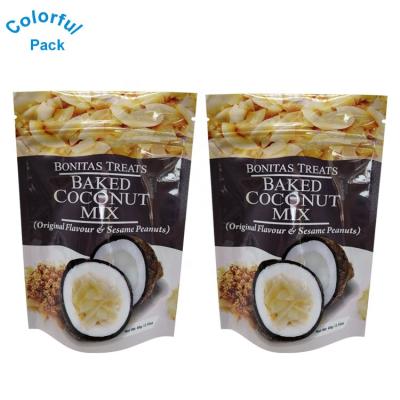 China Coffee Custom Printed Plastic Snack Food Packaging Bag Coconut Chips Packaging Bag for sale