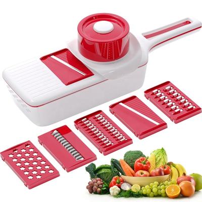 China Shreding / Slicing / Mincing / Peeling Mandoline Multi Slicer Vegetable Cutter Cleaver with 6 Blades and Sieve for sale