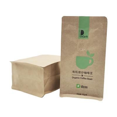 China Moisture Proof Stand Up Brown Dry Zip Lock Kraft Paper Food Snack Tea Coffee Packaging Pouch With Valve for sale