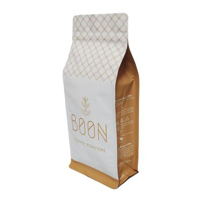 China 8 Sides Eco Friendly Moisture Proof Sealing Custom Printing 250 Gram Flat Bottom Zipper Recyclable Coffee Bag for sale