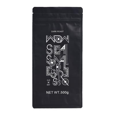 China Wholesale Moisture Proof Zipper Lock Stand Up Black Aluminum Foil Coffee Beans Packaging Pouch Bags for sale