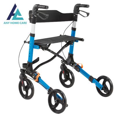 China Aluminum Alloy 4 Wheels Walking Rollator Walker Outdoor Aluminum Rollator for Purchasing for sale