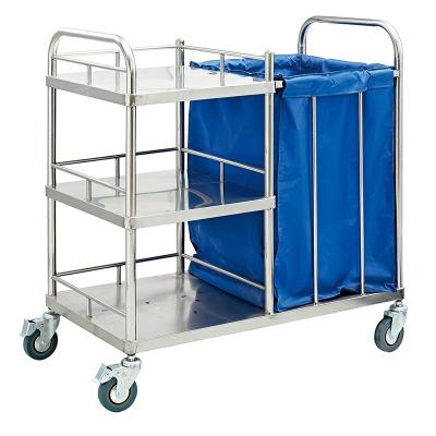 China Stainless Steel Trolley Laundry Trolleys Clothes Trolley Chinese Cheap Cleaning Laundry for sale