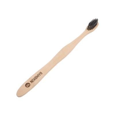 China hotel bambkin natural wooden bamboo toothbrush with charcoal fiber bristles for sale