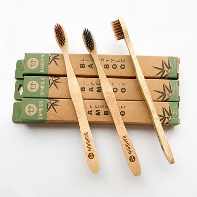 China BAMBKIN Environmental Made in China Box Kids Hotel Color Package Feature Soft Nylon Toothbrush Bamboo Customized for sale