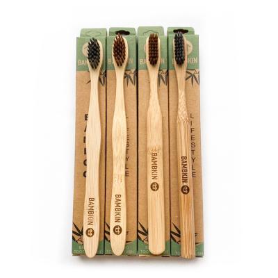 China New BAMBKIN Logo Bamboo Toothbrush Customizable Reusable Soft Biodegradable Eco Friendly Bristle Eco Friendly for sale