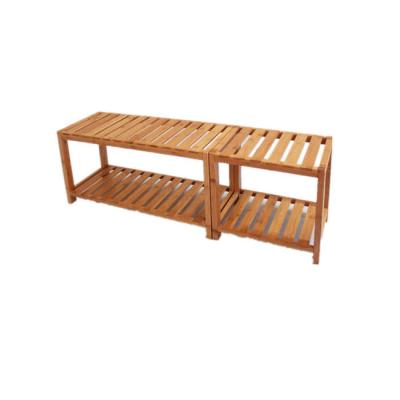 China Durable BAMBKIN Bathroom Shower Seat Spa Bamboo Shower Bench With Storage Shelf for sale