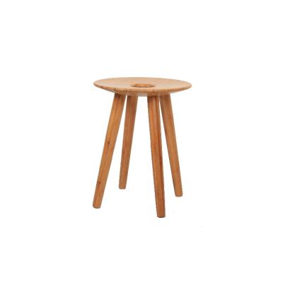 China Environmental protection BAMBKIN100% natural material bamboo shower seat short stool with hole in the middle bathroom stool for sale