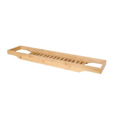 China BAMBKIN Bamboo Bathtub Bathtub Tray Caddy Standable Shower Shelf Bath Trolley for sale