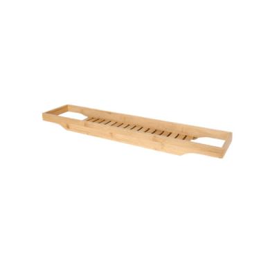 China Sustainable BAMBKIN Bath Tray Tub Caddy Shower Shelf Shelf Bamboo Tub Tray for sale