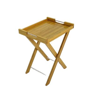 China Durable Eco-Friendly BAMBKIN Table With Bamboo Leg And Handle Serving Tray for sale