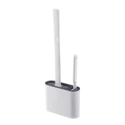 China 2022 Hot Selling Modern Multifunctional Silicone Toilet Brush Two Brushes With Holder for sale