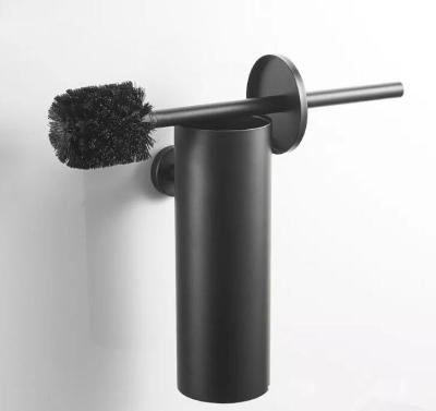 China Modern Wall Mounted Black Stainless Steel Round Shape Toilet Brush for sale