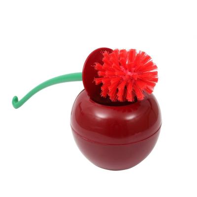 China Modern Household Cherry Shaped Plastic Round Head Toilet Brush for sale