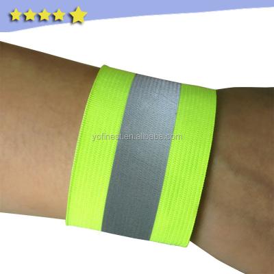 China Flourecence Yellow Wholesale Elastic Reflective Arm Band Adjustable for sale