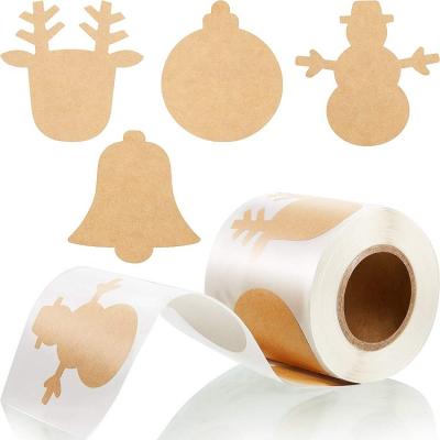 China Brown Waterproof Christmas Sticker Paper Wrapping Gift Box Gift Box Decoration Key Label Sticker for sale