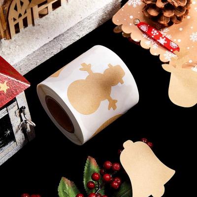 China Other Gift & Craft Brown Gift Box Label Wrapping Paper Sticker Christmas Theme Decoration Label Sticker for sale