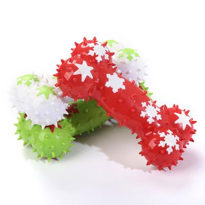 China Durable Durable Squeaky Interactive Dog Pooshes Rubber Chew Ball Halloween Christmas Bones Play Toothbrush For Dogs for sale