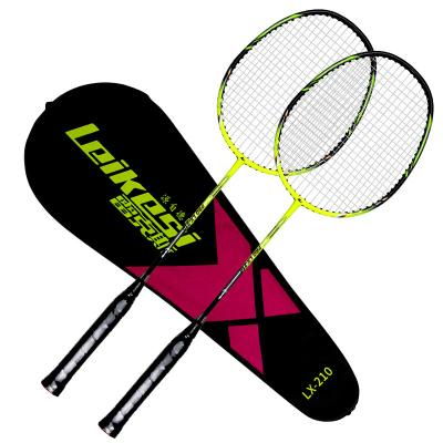 China Eastic & Hot Sale Durable Leikesi Red/Yellow Customized Logo Wholesale Carbon Fiber Badminton Racket Set For Beginner for sale