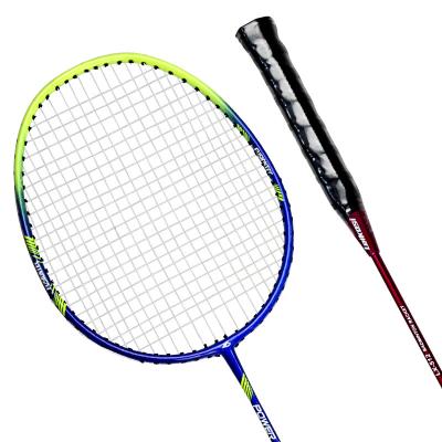 China Eastic & Durable Customize Color Iron Alloy Packaging Badminton Racket Set 125g High Quality Add Three Balls Wholesale for sale