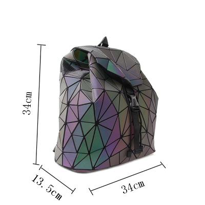 China Waterproof Thoughtful Instant Backpack PU Leather Geometric Daypack Travel Luminous School Rucksack for sale