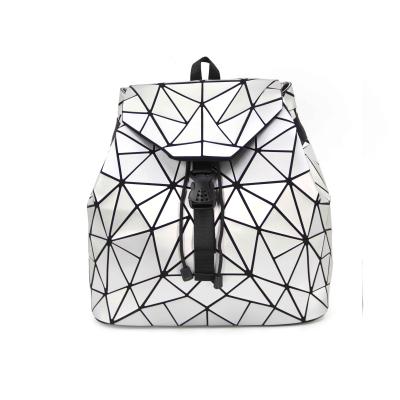 China Irredescent Geometric Holographic Reflective Lumikay Backpack Women Backpack Women PU Backpack Anti-theft Bag for sale