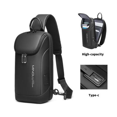 China Custom Logo Polyester Mens Sling Bag Cross Body With Usb Charging for sale