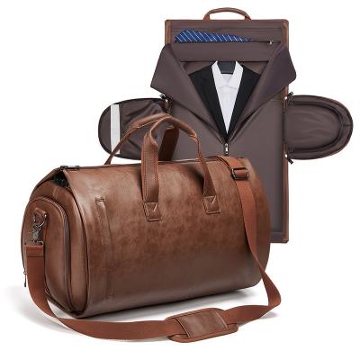 China Wholesale outdoor PU leather luggage travel bag business suit bag men Duffel Travelling bag for sale